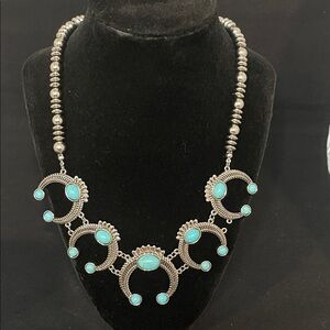 Justin Boots Silver Necklace with Turquoise Accents